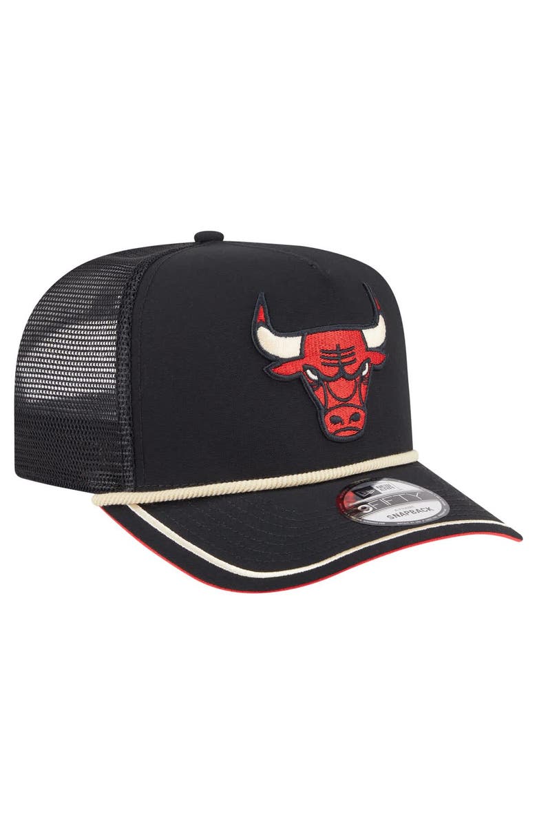 New Era Men's New Era Black Chicago Bulls Vintage Team Rope A-Frame 9FIFTY Snapback Hat, Alternate, color, 