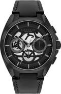 COACH Jackson Black Multifunction Leather Strap Watch, 41.5mm