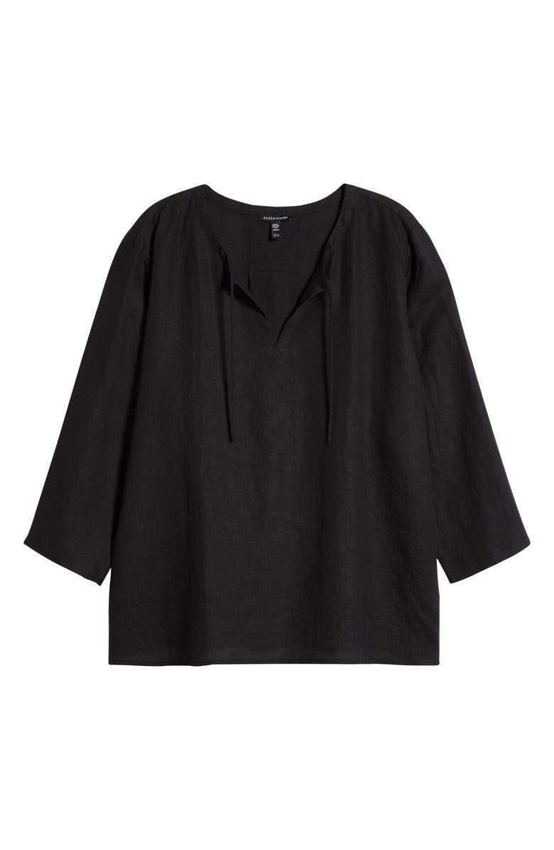 Eileen Fisher Split Neck Organic Linen Top, Alternate, color, 