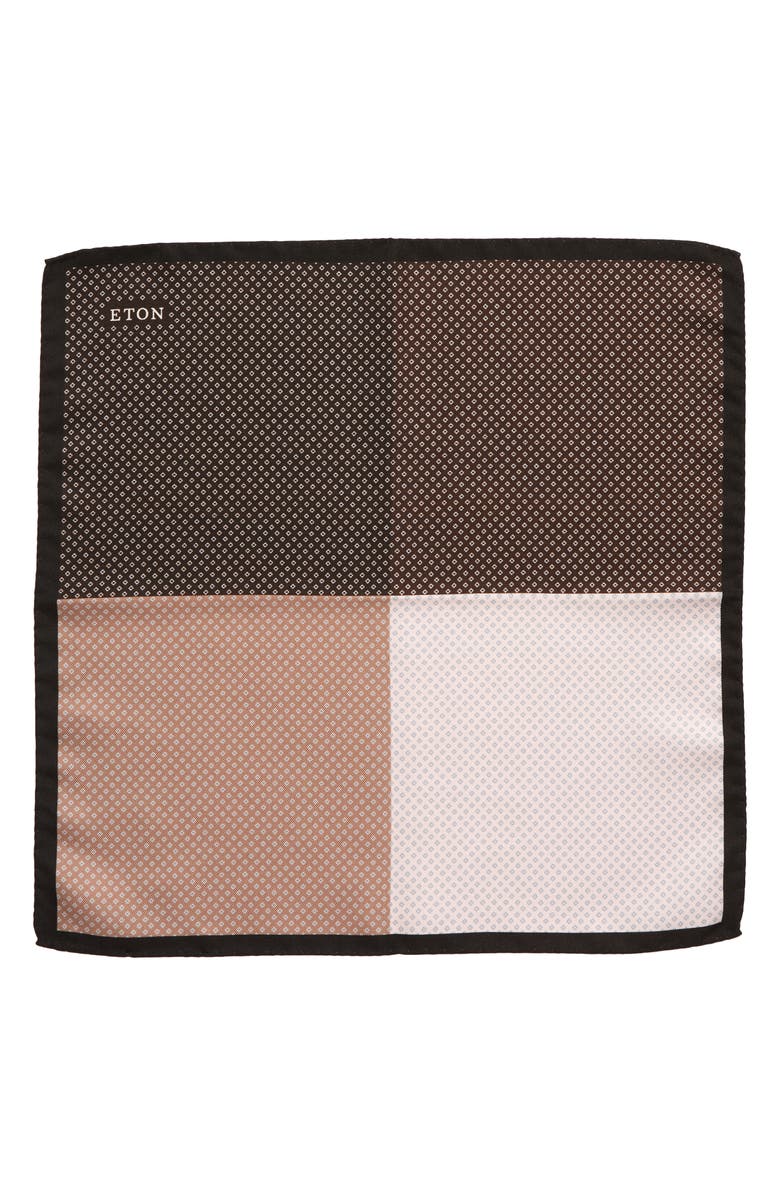Eton Colorblock Silk Pocket Square, Alternate, color, 