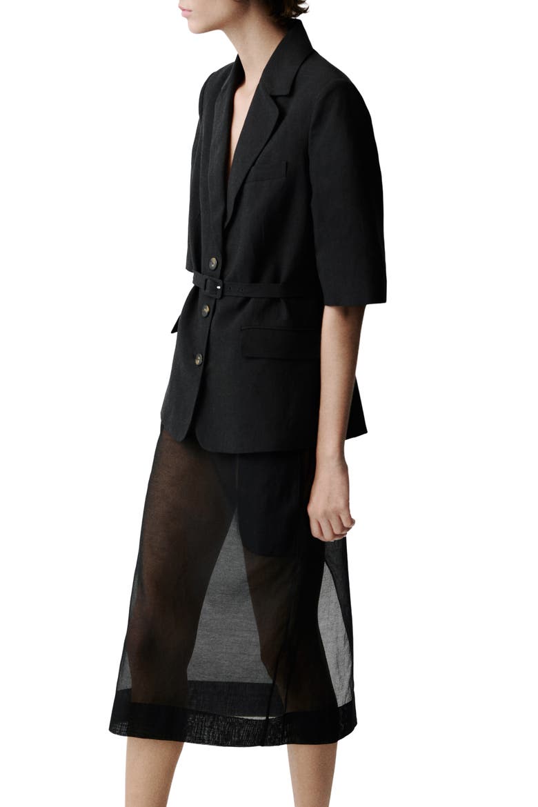 Argelia Short Sleeve Belted Blazer, Alternate, color, BLACK