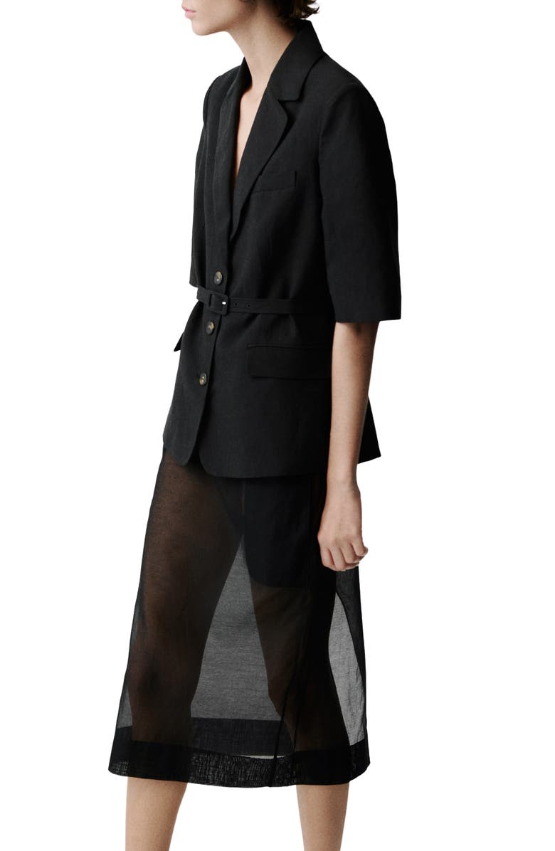 MANGO Argelia Short Sleeve Belted Blazer, Alternate, color,