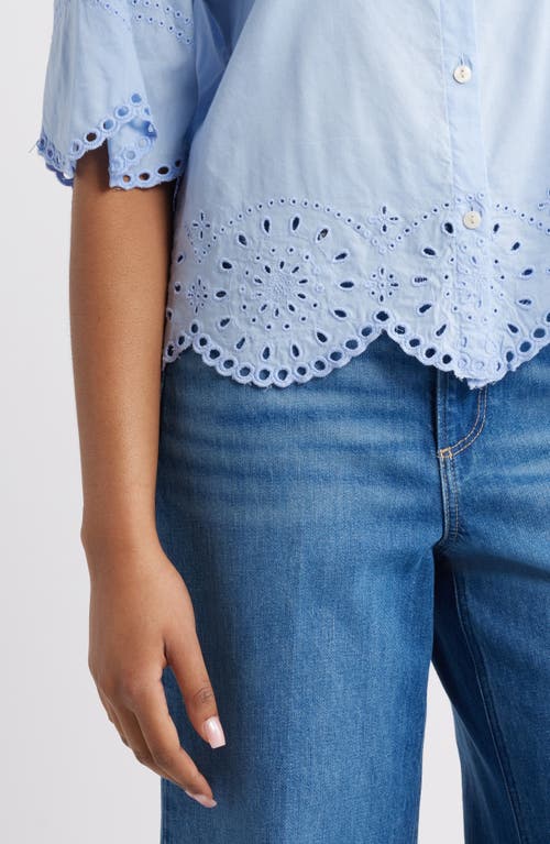 BEACHLUNCHLOUNGE BEACHLUNCHLOUNGE CLO EYELET BORDER BUTTON-UP SHIRT