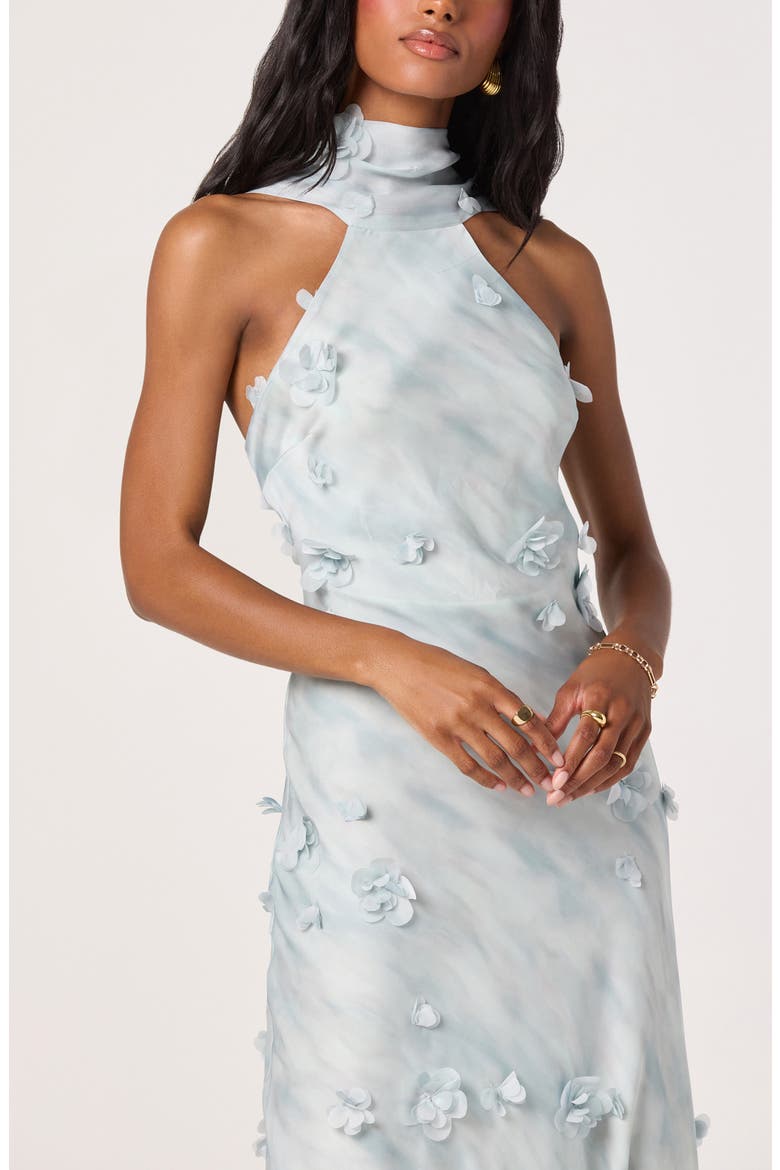 Ashley Floral Appliqué High Neck Slipdress, Alternate, color, SEAFOAM