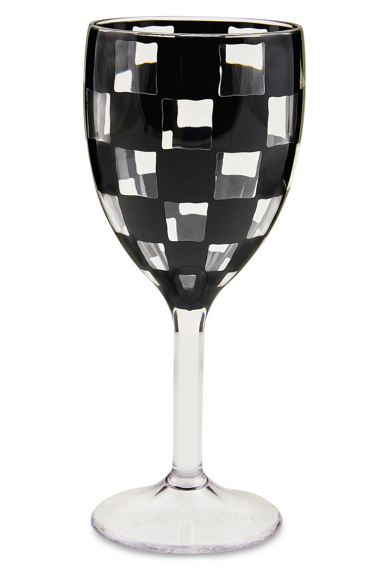 Set of 4 Black Check Acrylic Wine Goblets, Alternate, color, BLACK
