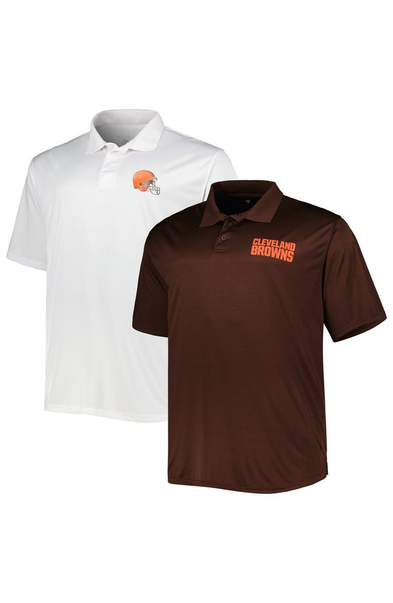 FANATICS Men's Fanatics Branded Brown/White Cleveland Browns Solid Two-Pack Polo Set, Main, color, 