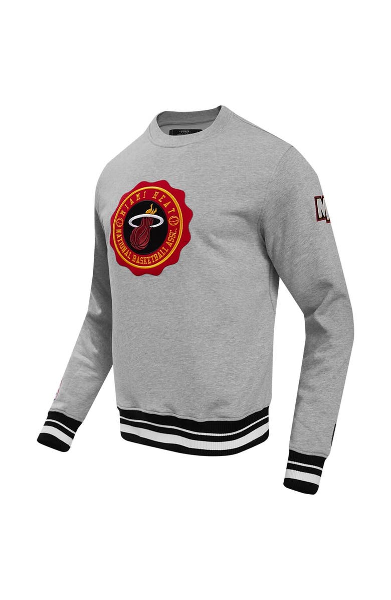 PRO STANDARD Men's Pro Standard Heather Gray Miami Heat Crest Emblem Pullover Sweatshirt, Alternate, color, Heather Gray