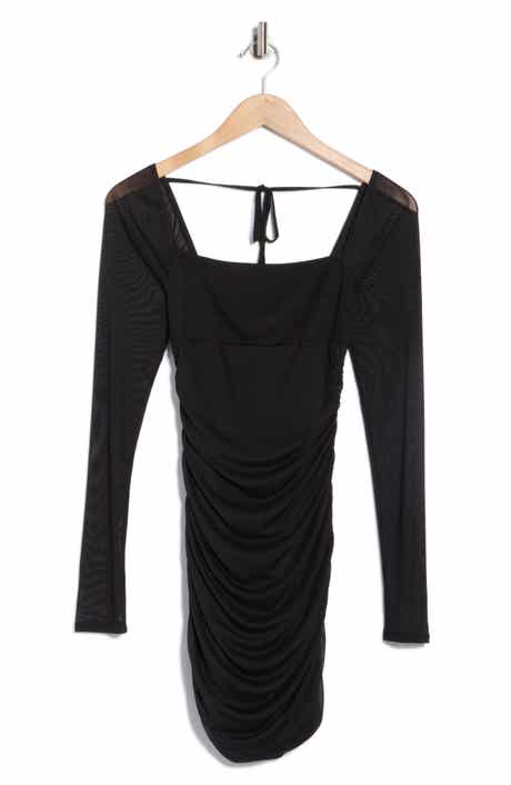 Abound Long Sleeve Ruched Mesh Minidress
