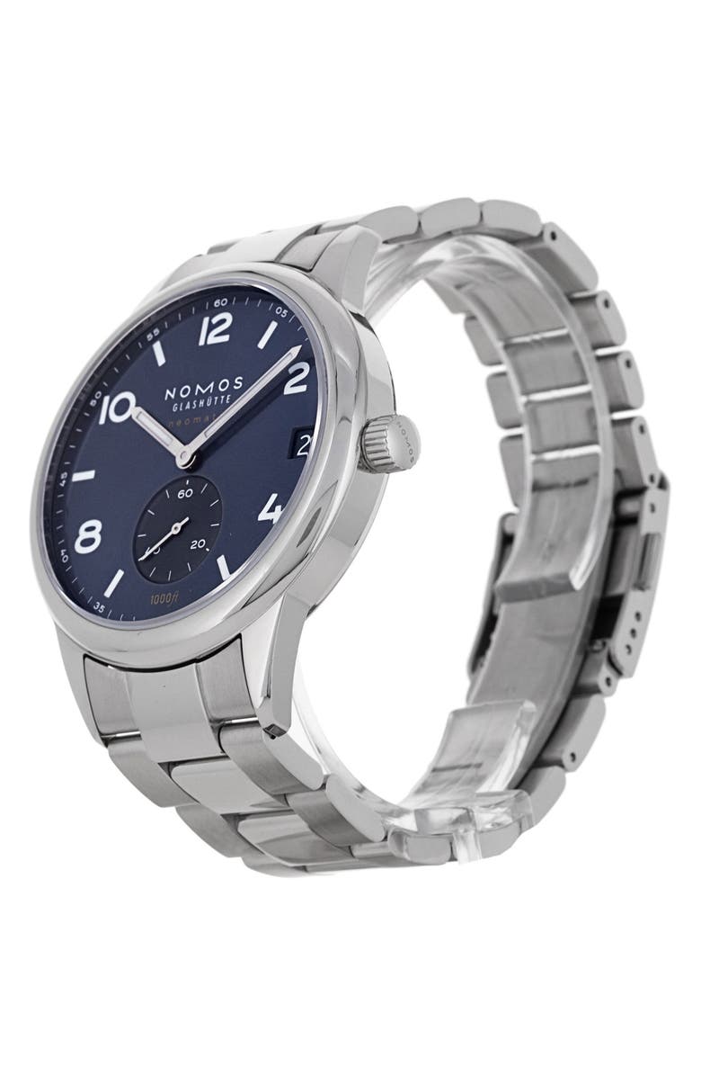 Watchfinder & Co. Nomos Glashutte 2022 Preowned Club 782 Bracelet Watch, 42mm, Alternate, color, Silver/ Blue