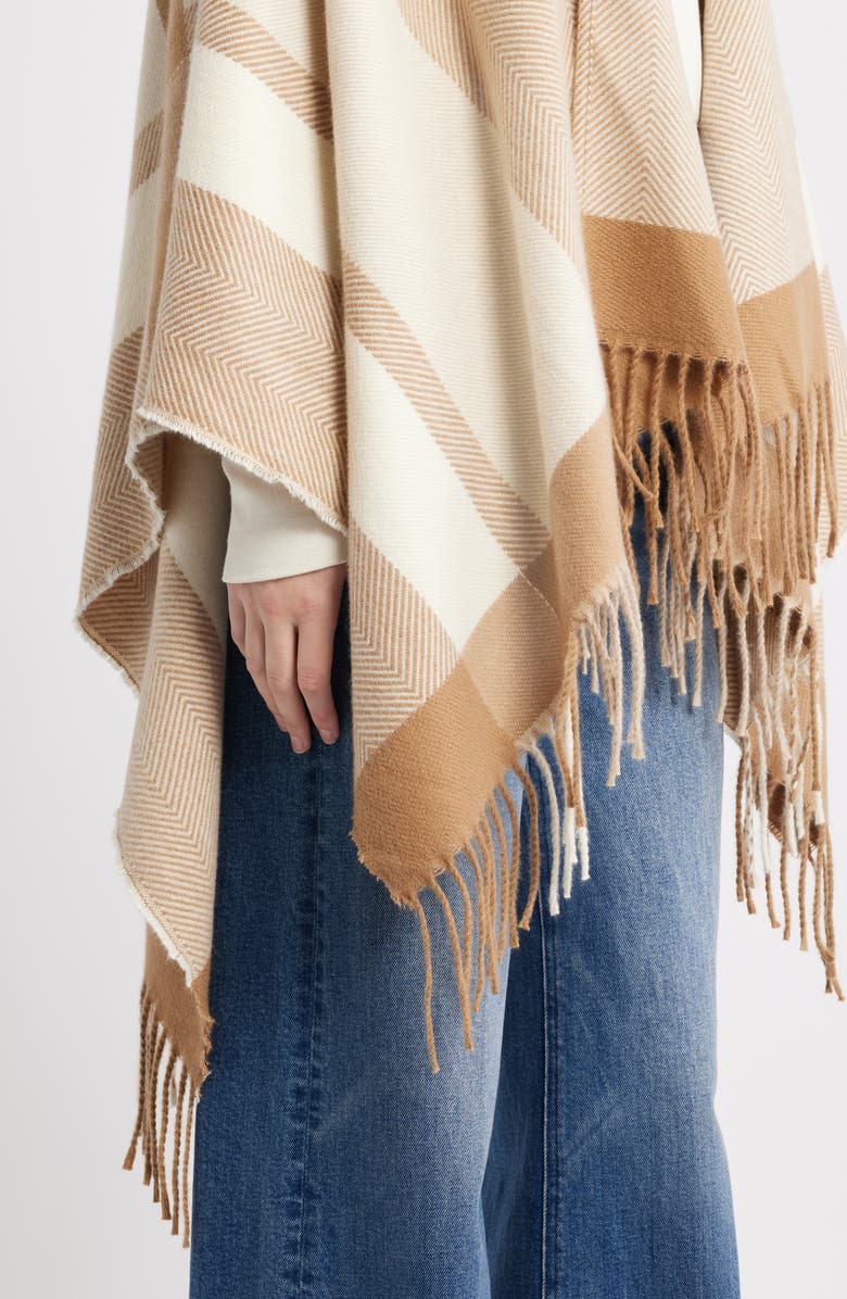 Treasure & Bond Cozy Fringe Ruana, Alternate, color, Tan- Ivory