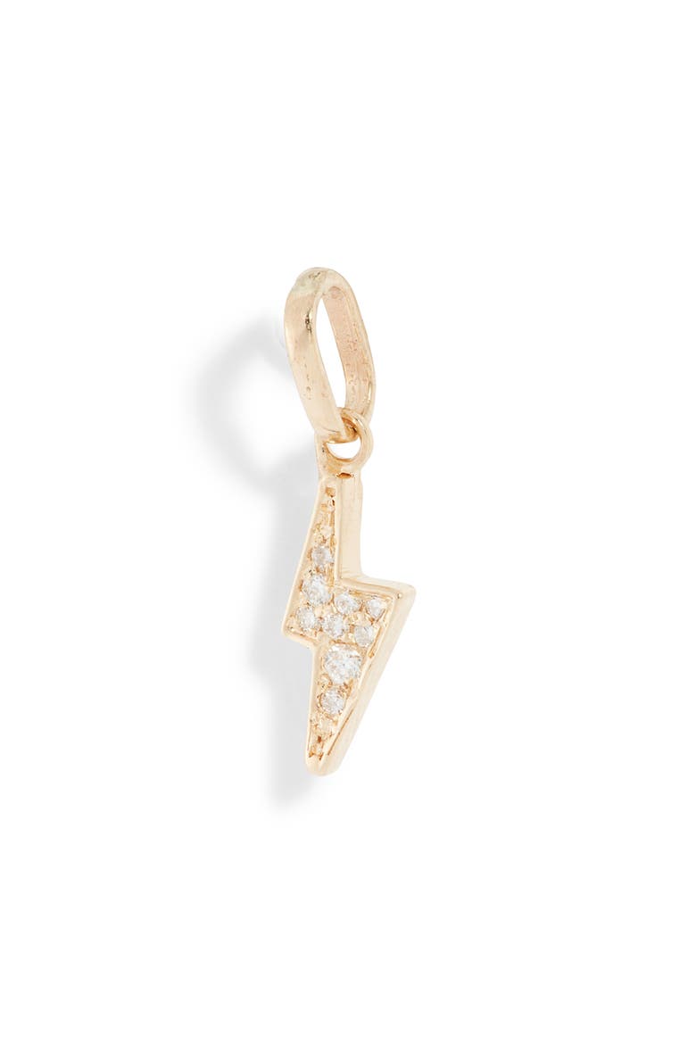 Lightning Bolt Charm, Main, color, GOLD/ WHITE SAPPHIRE