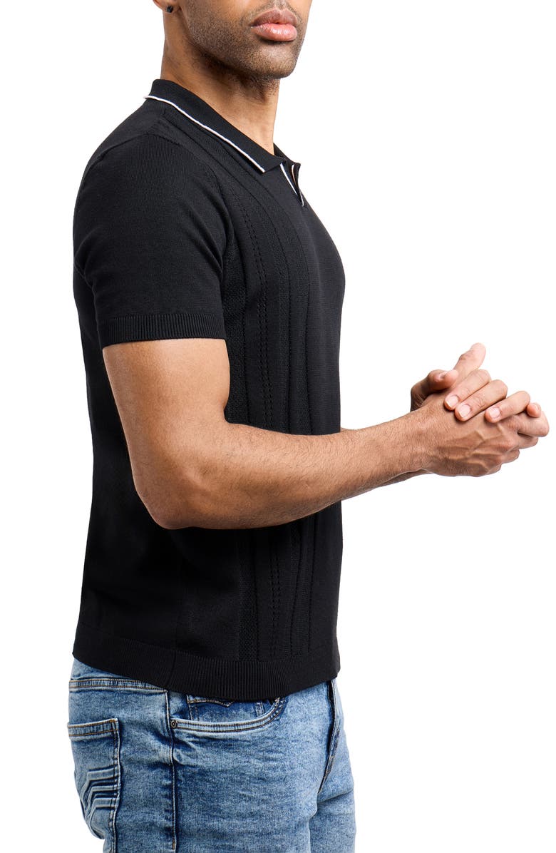 XRAY Johnny Collar Knit Polo Sweater, Alternate, color, Black/ White