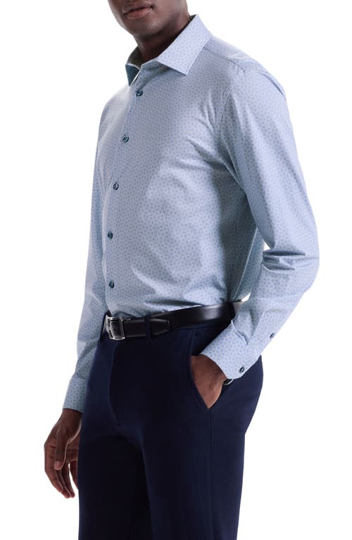 Bugatchi James Ooohcotton® Geo Print Button-up Shirt In Blue