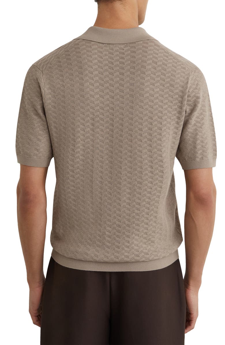 Reiss Sol Geo Open Stitch Knit Polo, Alternate, color, Taupe Brown