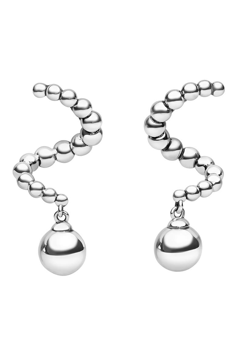 Caviar Bubbly Drop Earrings, Alternate, color, STERLING SILVER