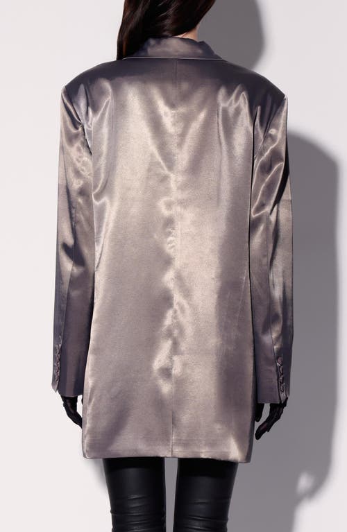 Walter Baker Kamari Oversize Double Breasted Satin Blazer In Gray