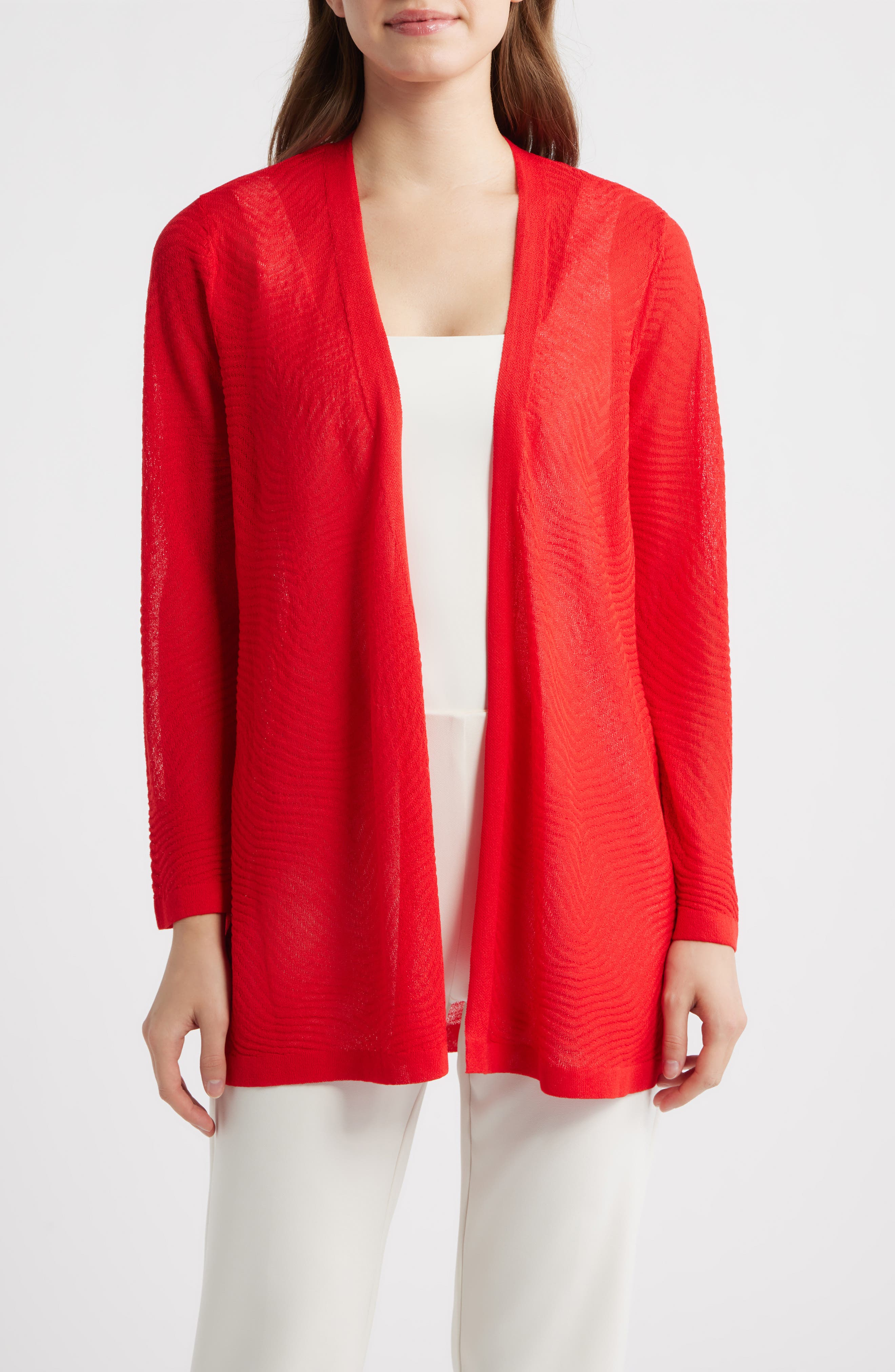 Texture Stitch Sheer Long Cardigan - image 5