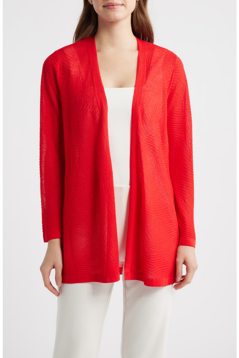 Texture Stitch Sheer Long Cardigan, Main, color, BEGONIA RED