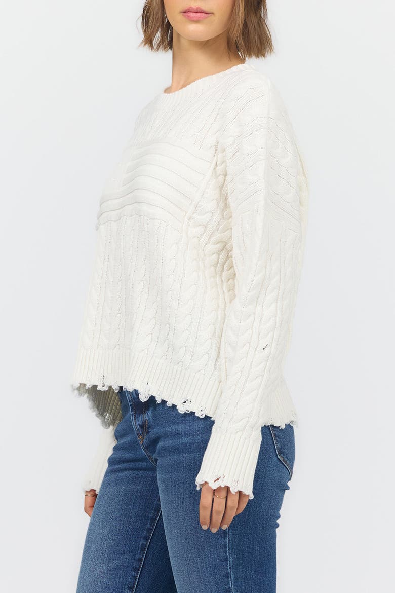Rania Long Sleeve Crew Neck Cable Sweater, Alternate, color, Off White