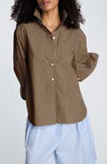 Kenneth Cole Pinstripe Button-Up Boyfriend Shirt