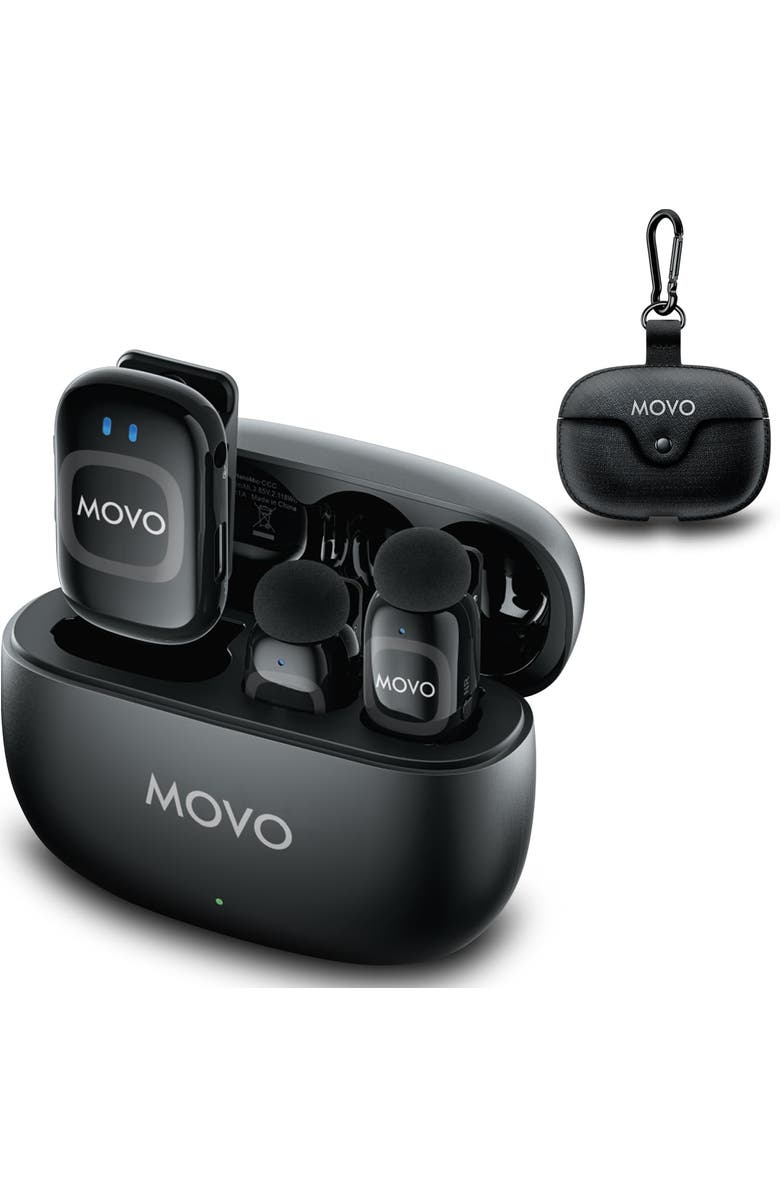 MOVO NanoMic Wireless Lavalier Microphone System with Charging Case for DSLR and Mirrorless Cameras - 3.5mm, Main, color, Black