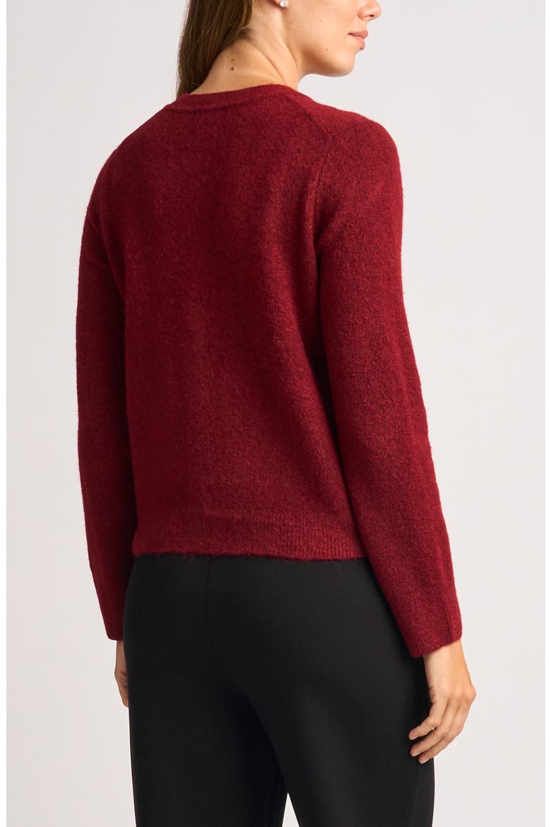 Fuzzy Crewneck Cardigan, Alternate, color, POMEGRANATE