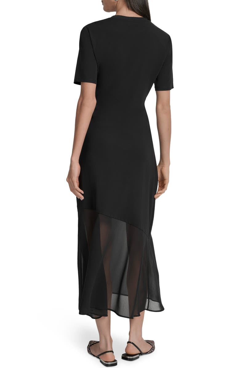 DKNY Mixed Media Maxi Dress, Alternate, color, Black
