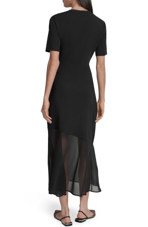 Dkny Mixed Media Maxi Dress In Black