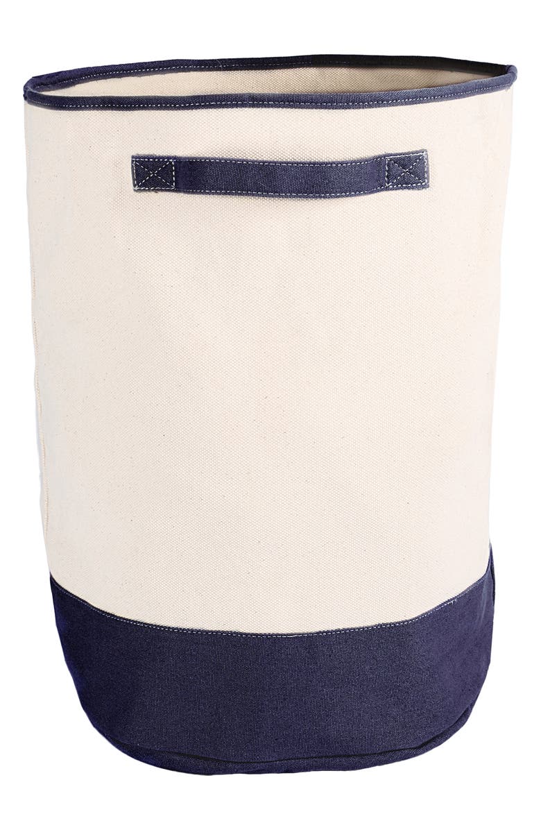 Cathy's Concepts Monogram Round Canvas Hamper, Main, color,