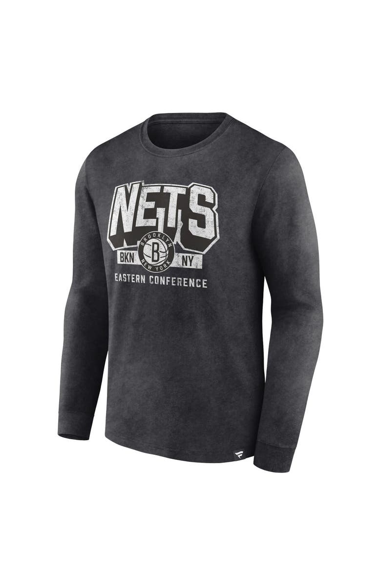 FANATICS Men's Fanatics Branded Heather Charcoal Brooklyn Nets Front Court Press Snow Wash Long Sleeve T-Shirt, Alternate, color, Heather Charcoal
