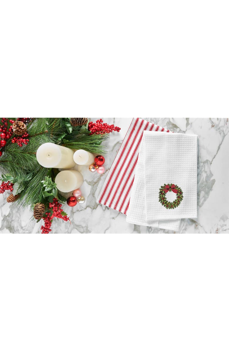 C&F Home Holiday Wreath Waffle Weave Kitchen Towel, Alternate, color, Green