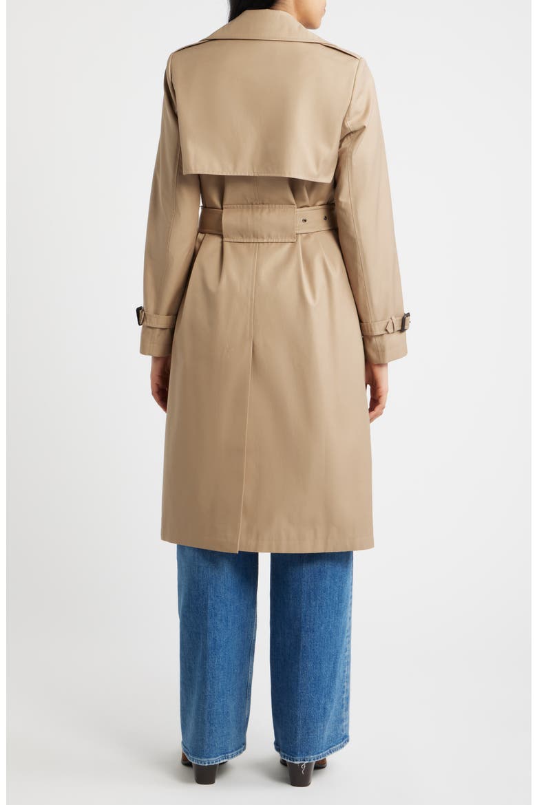 Double Breasted Trench Coat with Faux Suede Detail, Alternate, color, SAND