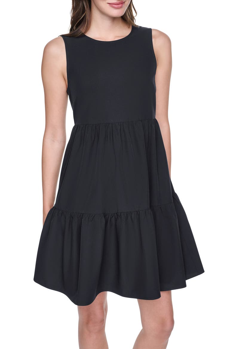 Commuter Sleeveless Swing Minidress, Alternate, color, BLACK