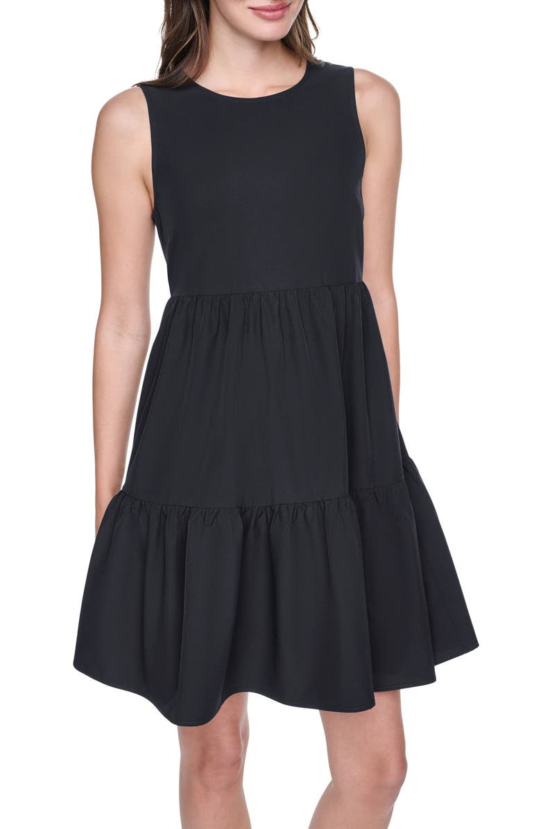 DKNY Commuter Sleeveless Swing Minidress, Alternate, color, Black