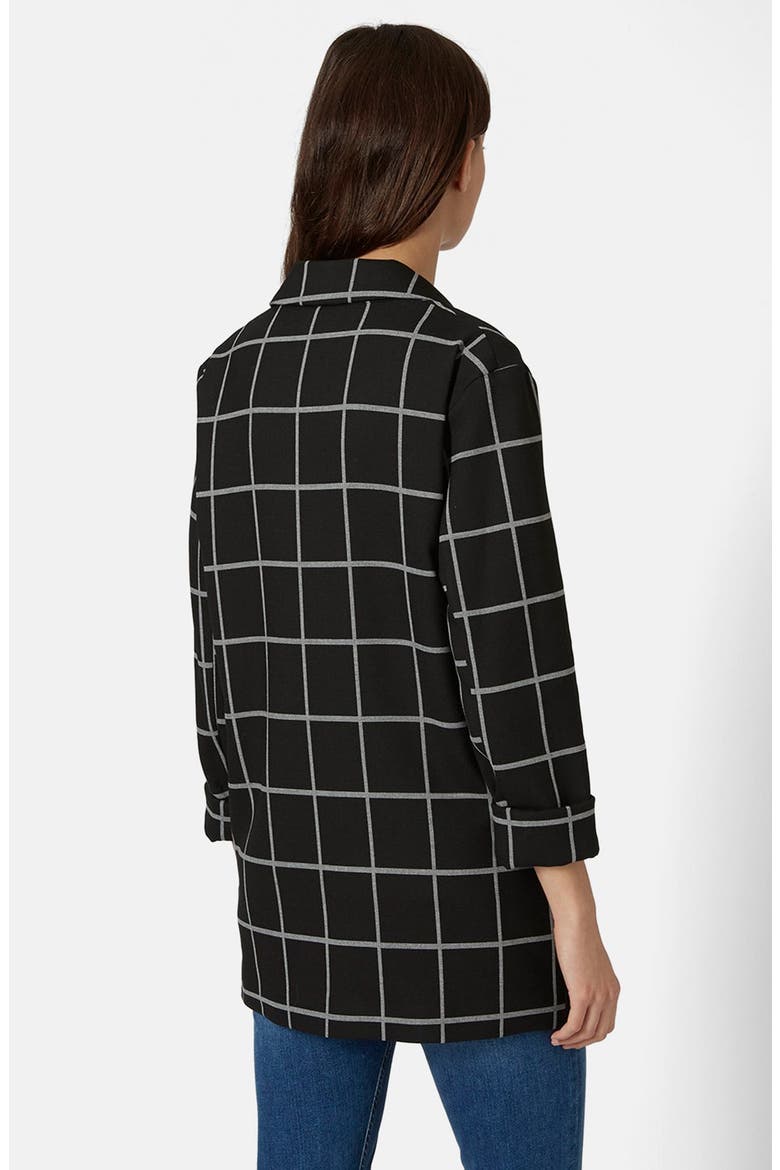Windowpane Boyfriend Blazer, Alternate, color, BLACK
