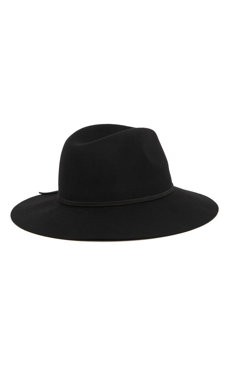 PHENIX Leather Trim Wide Brim Wool Fedora, Alternate, color,