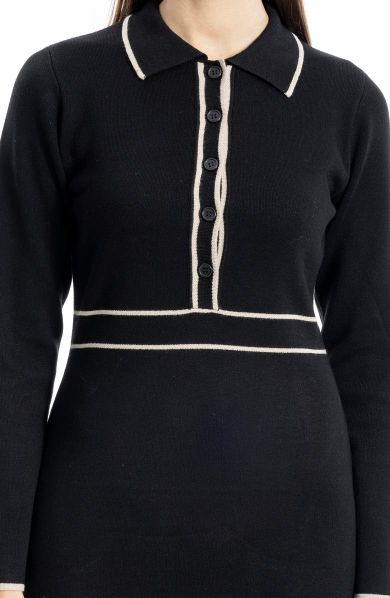 MAX STUDIO Tipped Long Sleeve Sweater Dress, Alternate, color, Black/ Bone