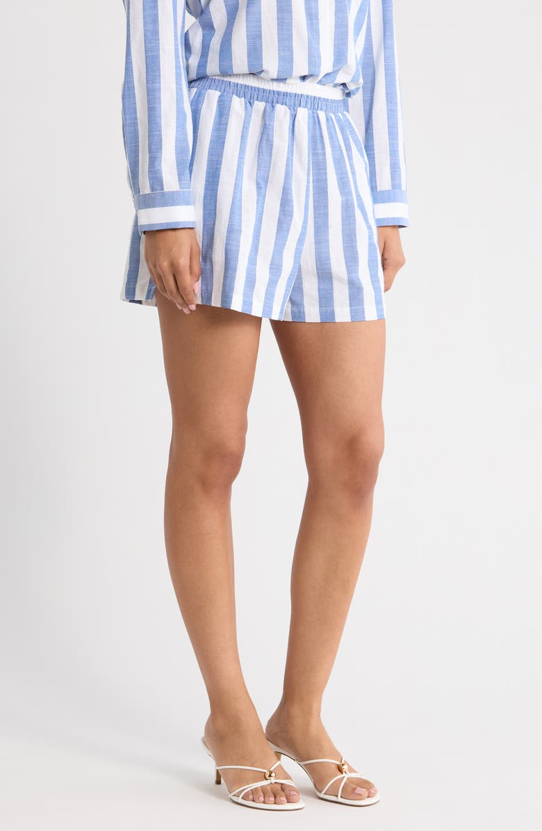 SUGARLIPS Fays Stripe Tayler Smocked Shorts, Alternate, color, Blue White