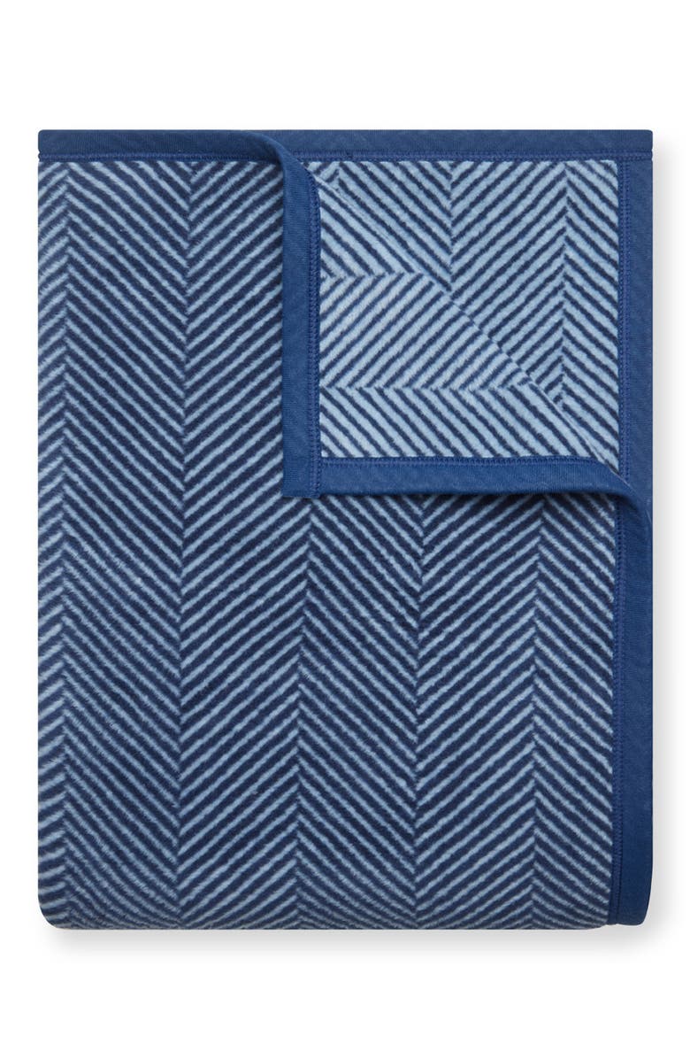 ChappyWrap Harborview Herringbone Throw Blanket, Main, color, Navy