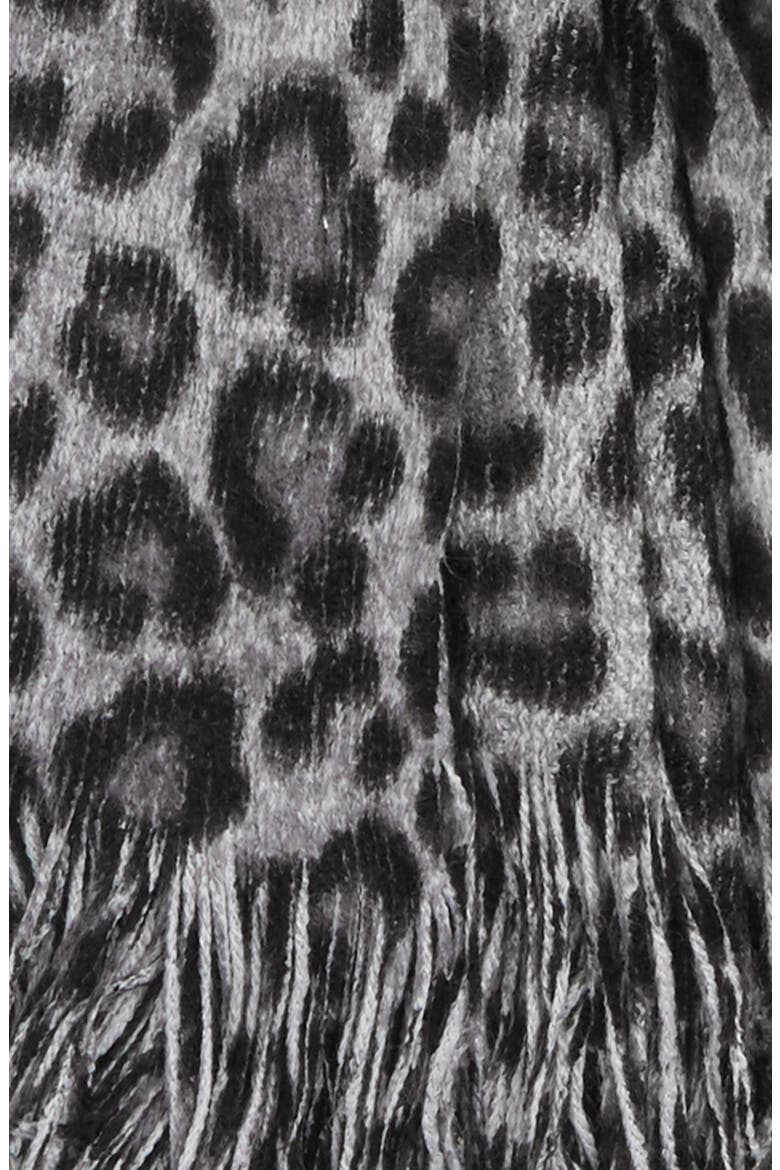 Leopard Print Scarf, Alternate, color, GREY