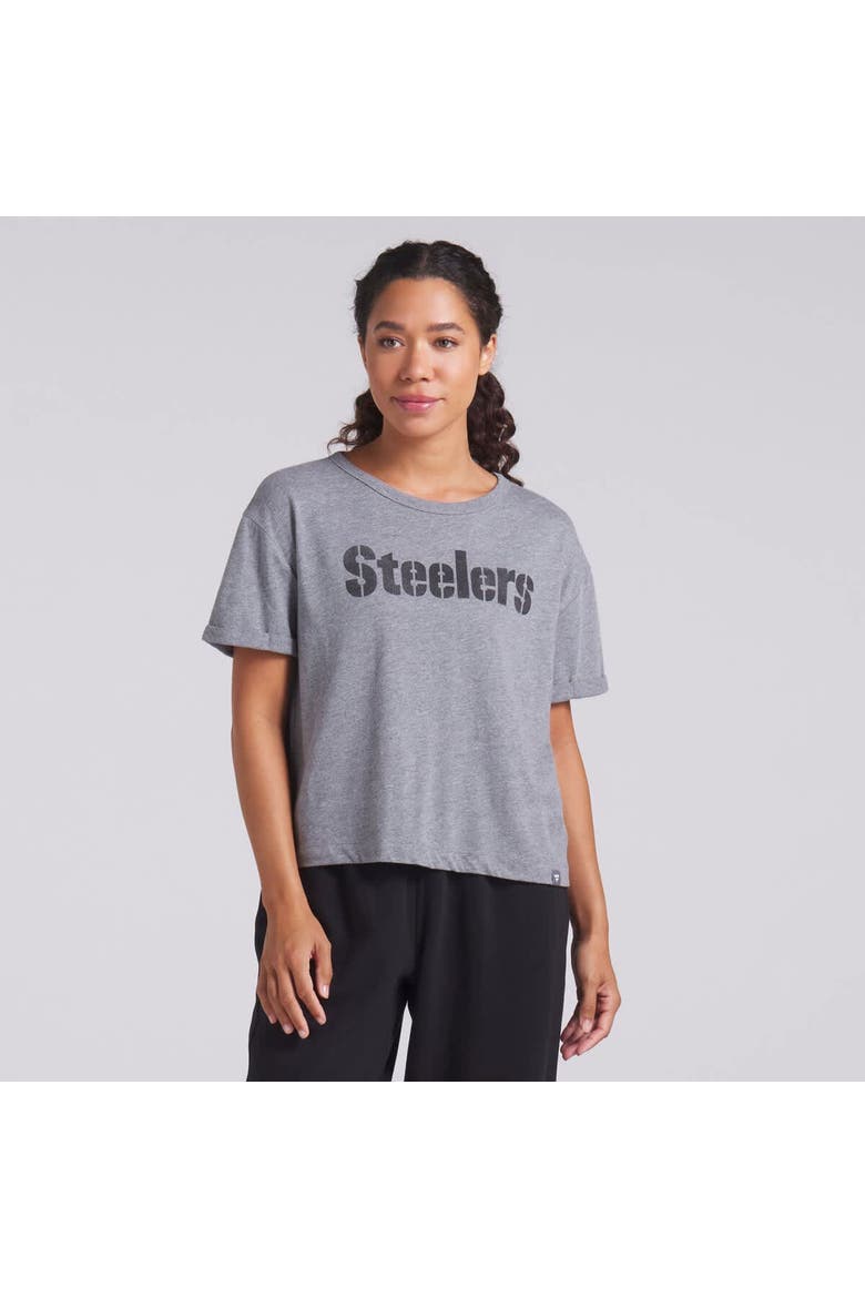 Women's Fanatics Heather Gray Pittsburgh Steelers Swing Pass Tri-Blend Boxy T-Shirt, Alternate, color, Heather Gray
