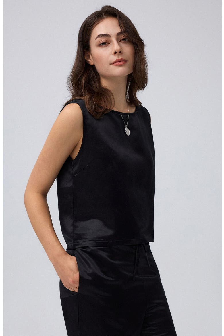 Aven Silk Tank, Alternate, color, Black