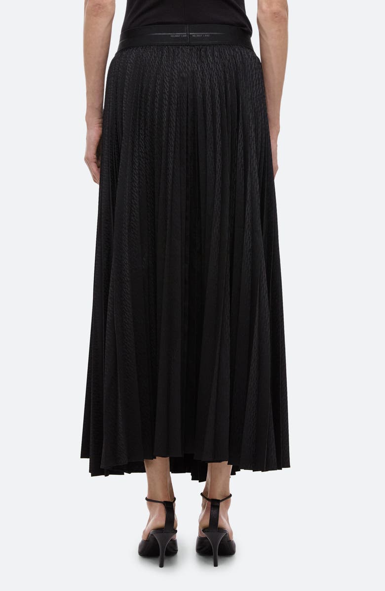 Helmut Lang Pleated Stretch Logo Jacquard Satin Maxi Skirt, Alternate, color, Black/ Black