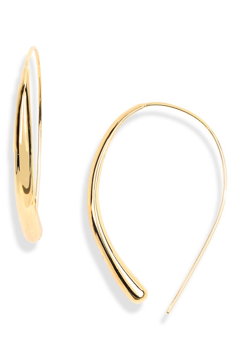 Oval Threader Hoop Earrings, Main, color, GOLD