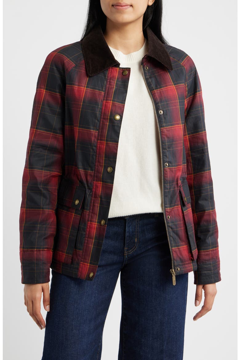 Plaid Print Jacket, Main, color, RED GROUND