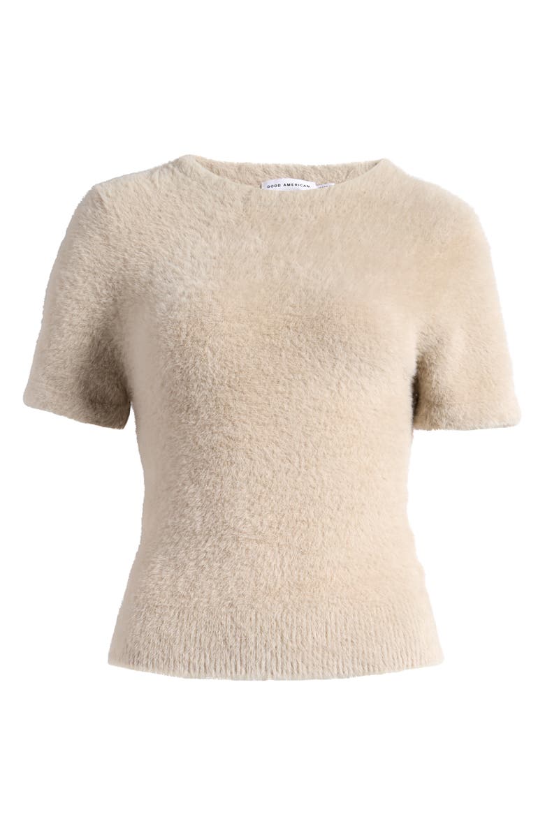 Good American Fuzzy Baby Tee, Alternate, color, Flax001