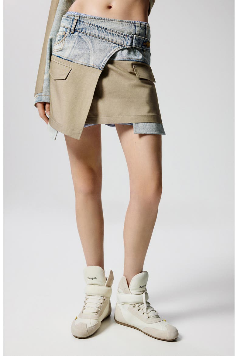 Denim & Twill Miniskirt, Main, color, MEDIUM BLUE