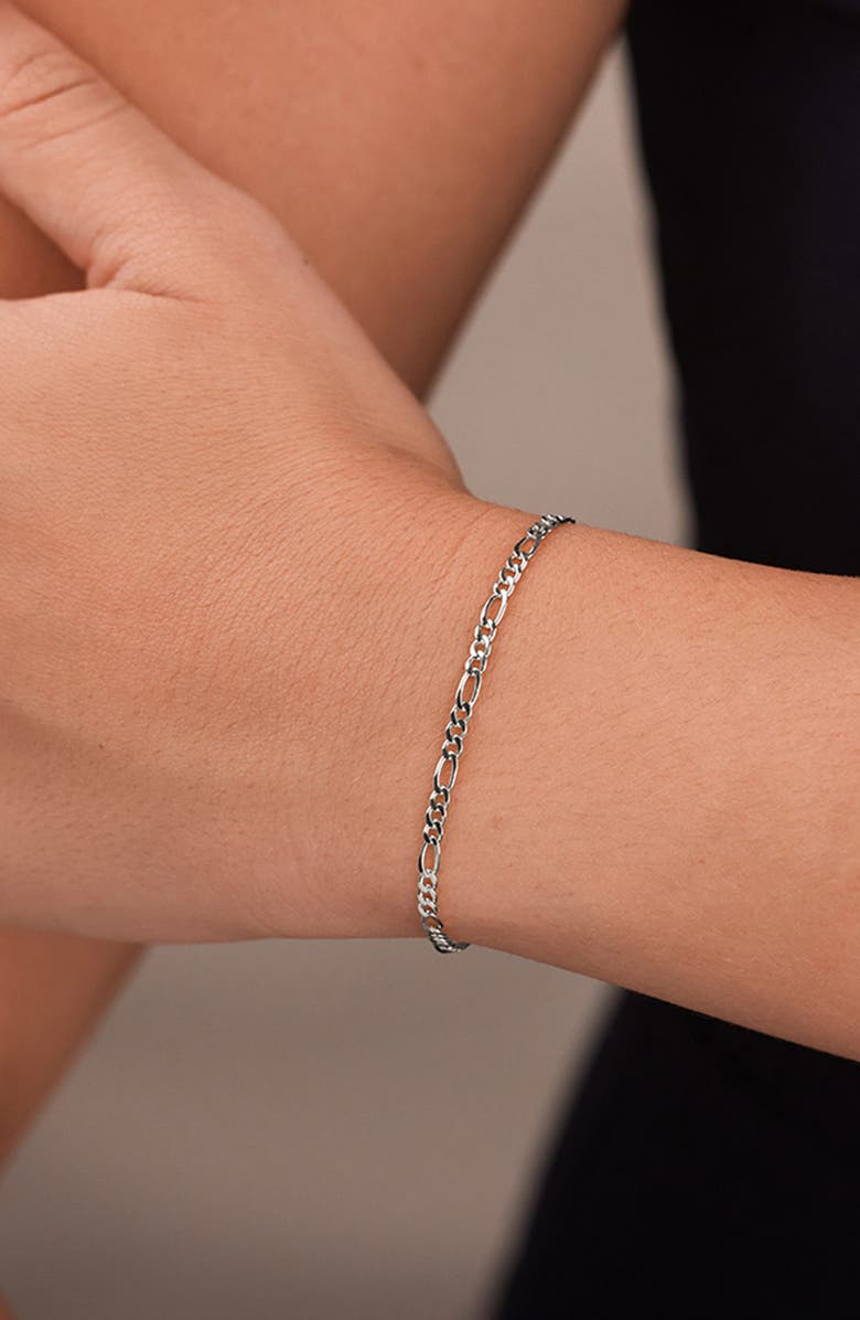 Sterling Forever Figaro Chain Bracelet, Alternate, color, Silver