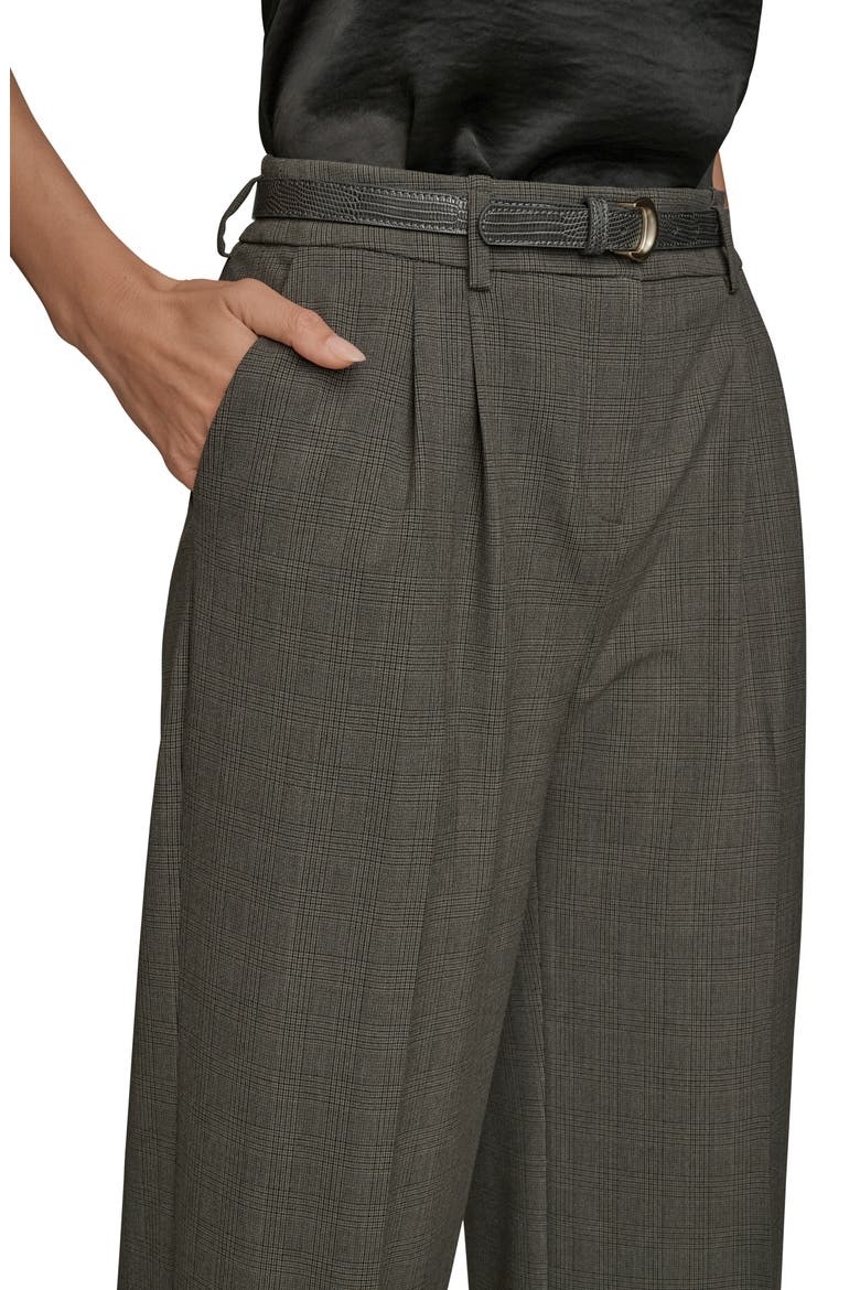 Belted Plaid Wide Leg Pants, Alternate, color, DARK MINERAL MULTI