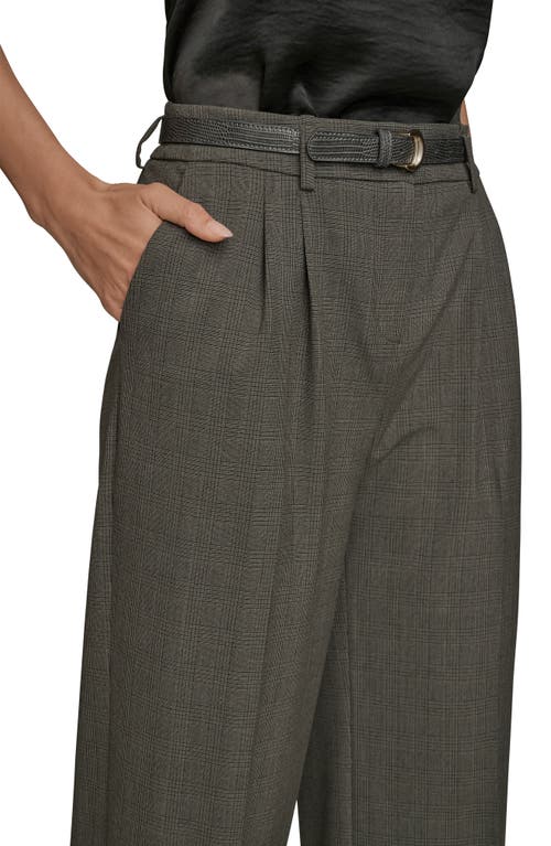 Donna Karan New York Belted Plaid Wide Leg Pants In Gray